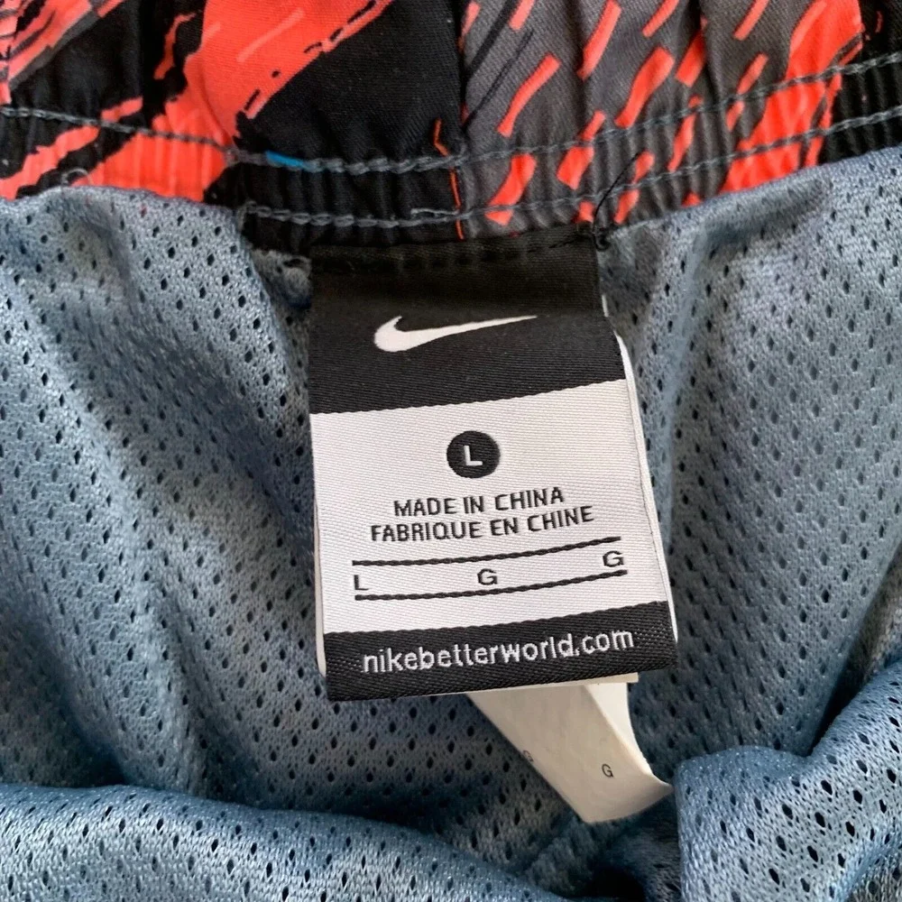 Nike Swim Trunks Mens‎ L Gray Pink Board Shorts Swoosh Swim 80's Vibe